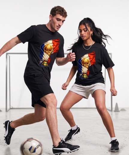 T-shirt unisexe fan France Coupe du Monde Trophée Drapeau Gloire