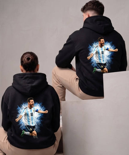 Lionel Messi #10 Argentine Explosion Bleue Célébration Unisexe Sweat à Capuche Fan
