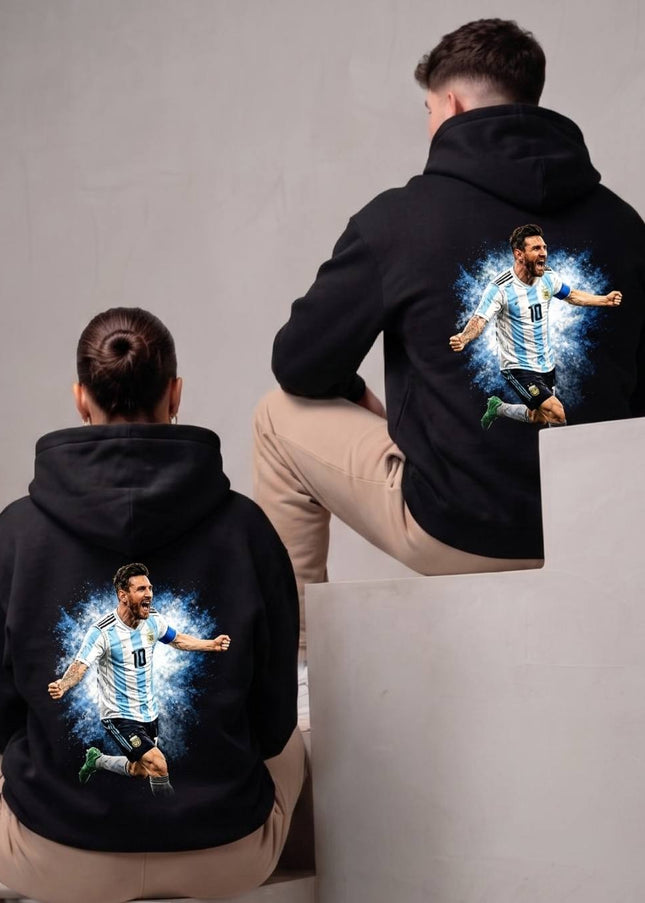 Lionel Messi #10 Argentina Blue Explosion Celebration Unisex Fan Hoodie