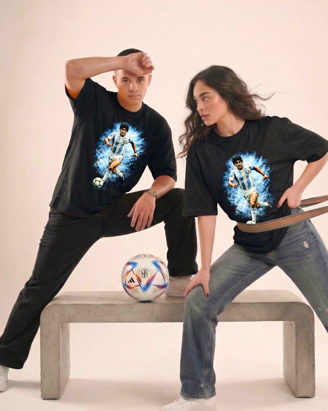 Diego Maradona Argentina Dribble Action Unisex Fan T-Shirt