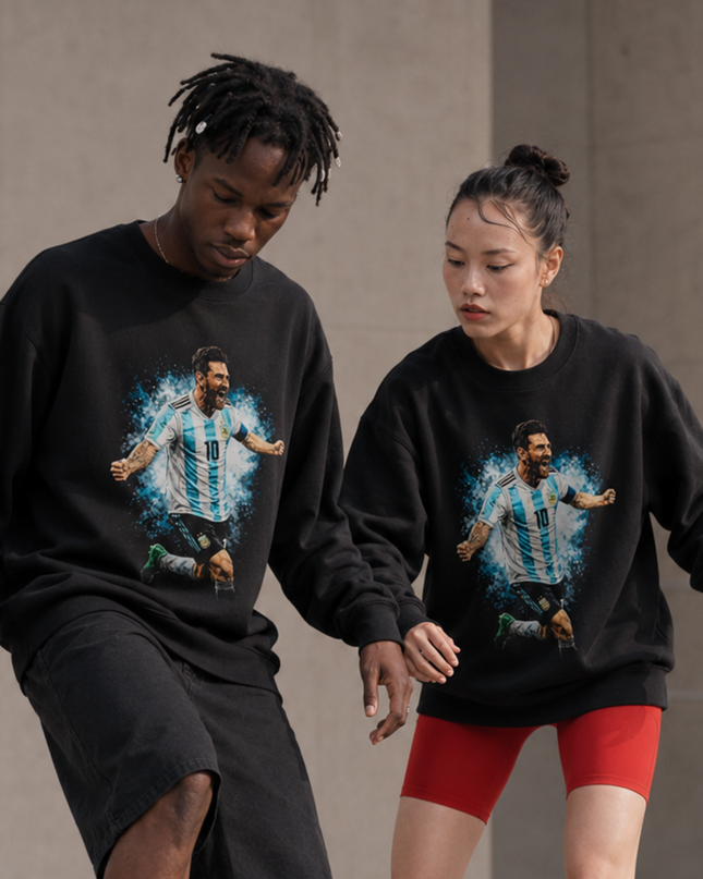 Lionel Messi Argentina Screaming Celebration Crewneck – Unisex Soccer Fan Sweatshirt