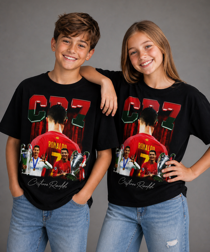 CR7 Ronaldo Champions Trophy Signature Kids Fan T-Shirt