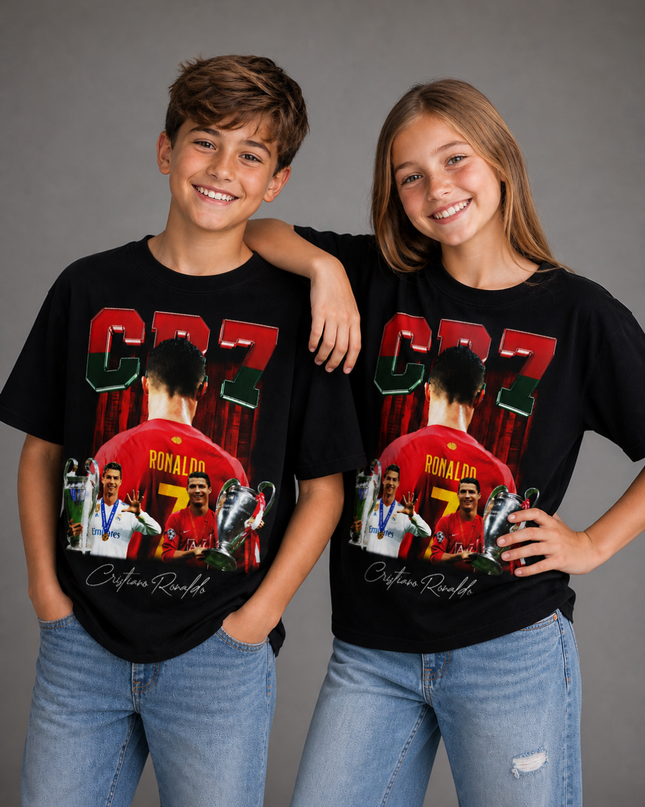 CR7 Ronaldo Champions Trophy Signature Kids Fan T-Shirt