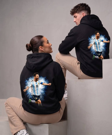 Lionel Messi #10 Argentine Explosion Bleue Célébration Unisexe Sweat à Capuche Fan