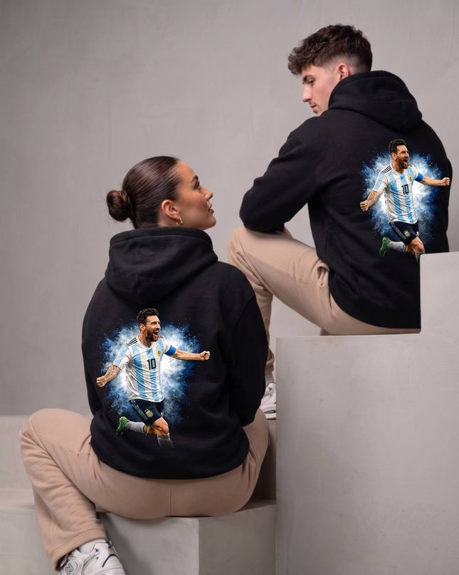 Lionel Messi #10 Argentina Blue Explosion Celebration Unisex Fan Hoodie