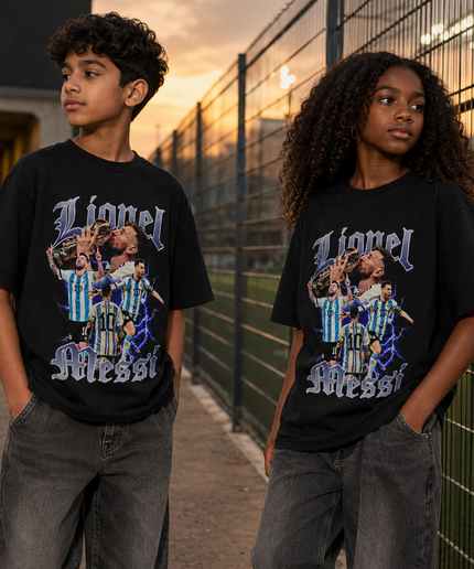 Lionel Messi Argentina Gothic Trophy Collage Kids Fan T-Shirt Vol. 2