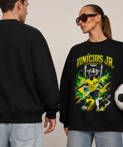 Vinícius Jr. Brazil Seleção Fire Unisex Fan Crewneck