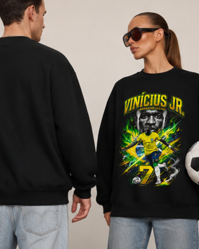 Vinícius Jr. Brazil Seleção Fire Unisex Fan Crewneck