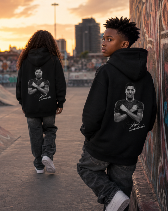 Robert Lewandowski Signature Arms Crossed Kids Fan Hoodie