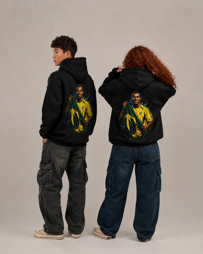 Ronaldinho Brazil Flag Smile Portrait Adult Fan Hoodie