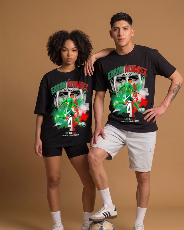 T-shirt unisexe fan Edson Álvarez #4 Mexique Coupe du Monde FIFA 2026