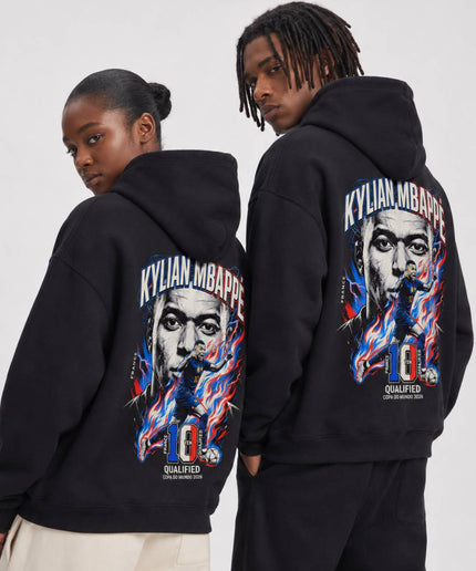Kylian Mbappe #10 France Fire Portrait World Cup 2026 Unisex Fan Hoodie