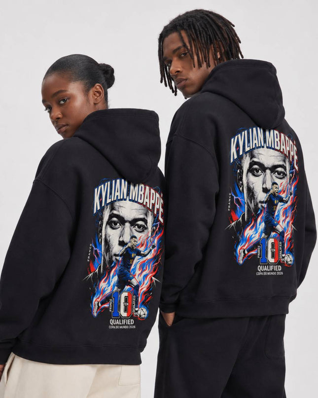 Kylian Mbappe #10 France Fire Portrait World Cup 2026 Unisex Fan Hoodie