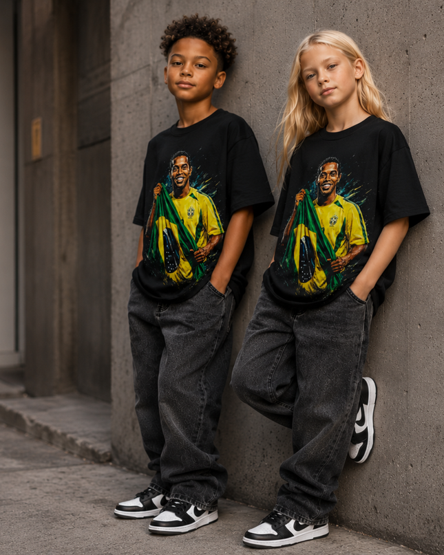 Ronaldinho Brazil Flag Kids Fan T-Shirt