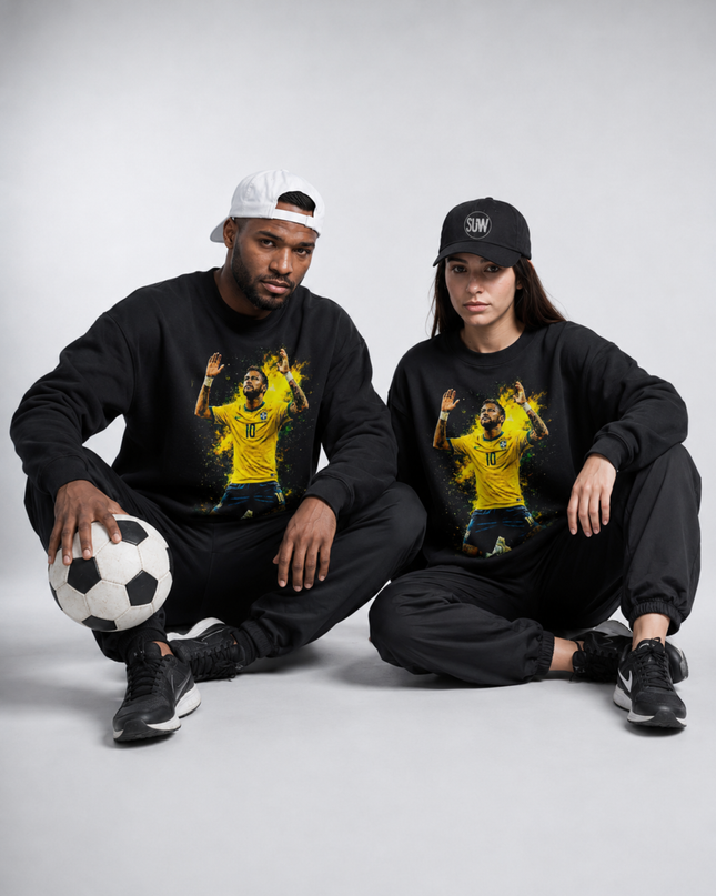 Neymar Jr Brazil Gold Celebration Prayer Unisex Fan Crewneck