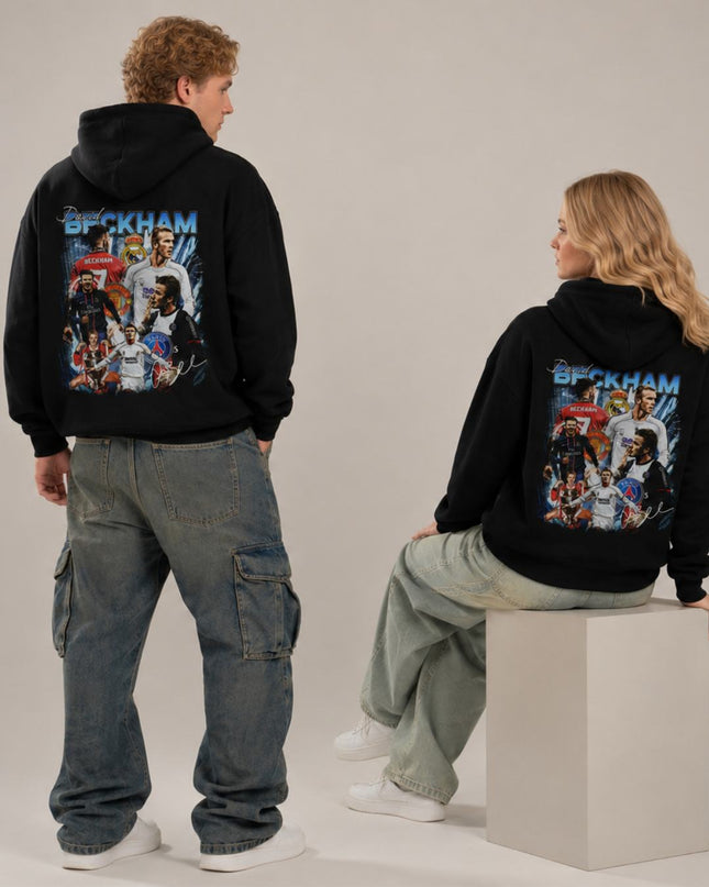 David Beckham Multi-Club Legend Retro Bootleg Collage Adult Fan Hoodie