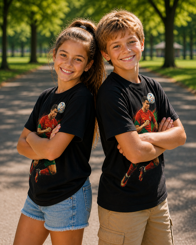 Cristiano Ronaldo Portugal #7 Action Kids Fan T-Shirt