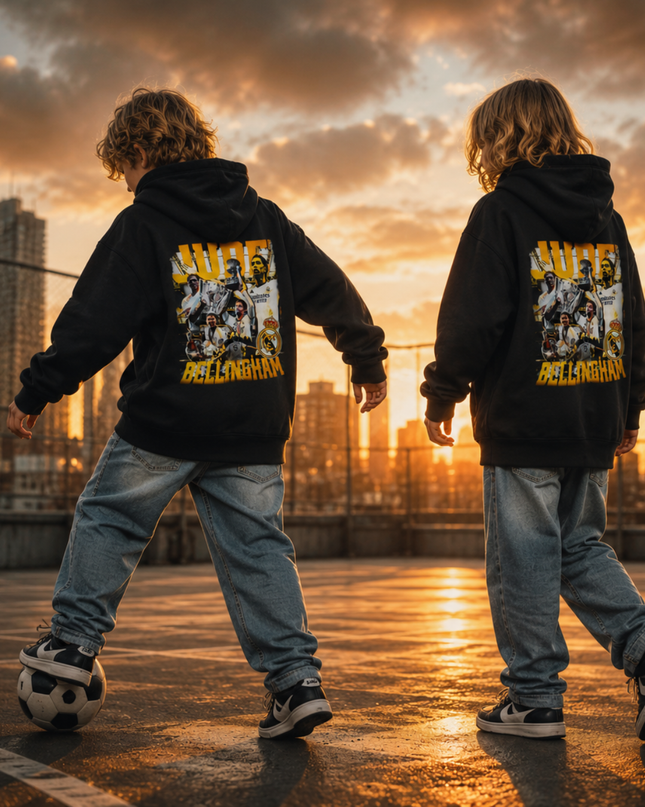 Sweat à capuche enfant Jude Bellingham Real Madrid style rétro