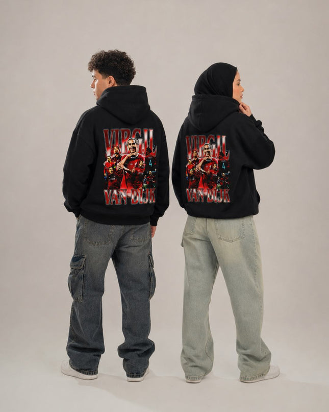 Virgil van Dijk #4 Liverpool Retro Bootleg Collage Adult Fan Hoodie