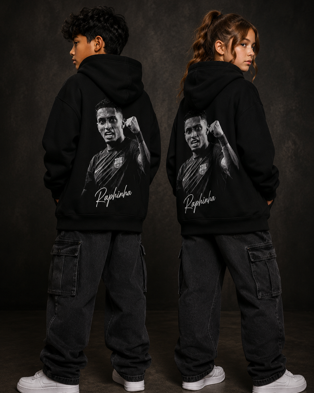 Raphinha Barcelona Fist Pump Kids Fan Hoodie