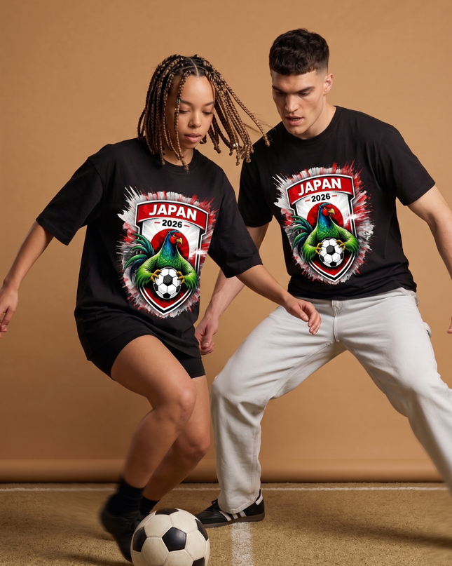 Japan 2026 Rooster Crest Shield Unisex Fan T-Shirt