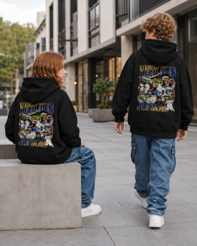 Vinicius Junior Real Madrid Retro Bootleg Kids Fan Hoodie