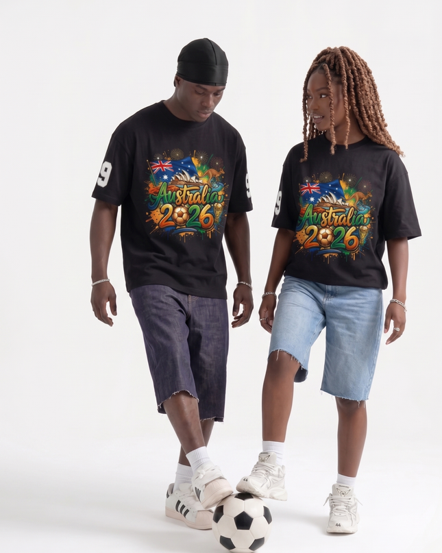 T-Shirt unisexe Australie Coupe du Monde de Football 2026 Graffiti pour fans