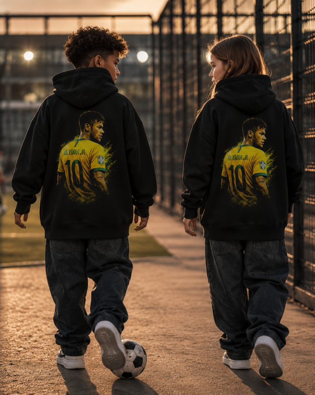 Neymar Jr Brazil #10 Portrait Kids Fan Hoodie