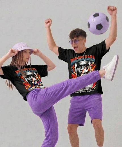 T-shirt Unisexe Fan Bukayo Saka #7 Équipe Nationale d'Angleterre Coupe du Monde 2026 Qualifiée