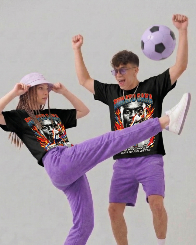 T-shirt Unisexe Fan Bukayo Saka #7 Équipe Nationale d'Angleterre Coupe du Monde 2026 Qualifiée