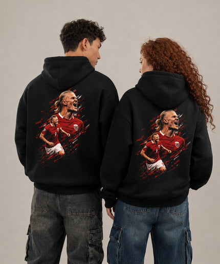 Erling Haaland #9 Norway Roaring Action Art Unisex Fan Hoodie