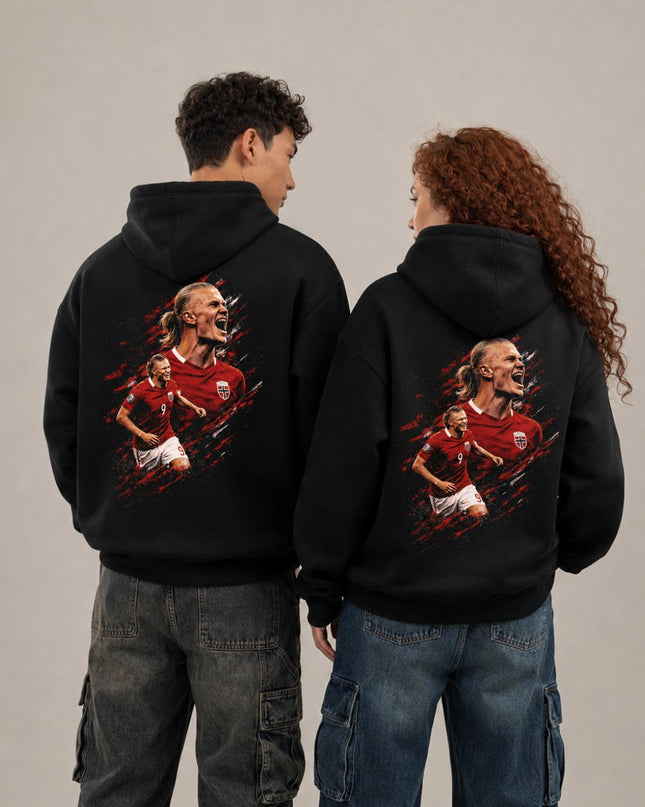 Erling Haaland #9 Norvège Sweat à Capuche Unisexe Fan Art Rugissant