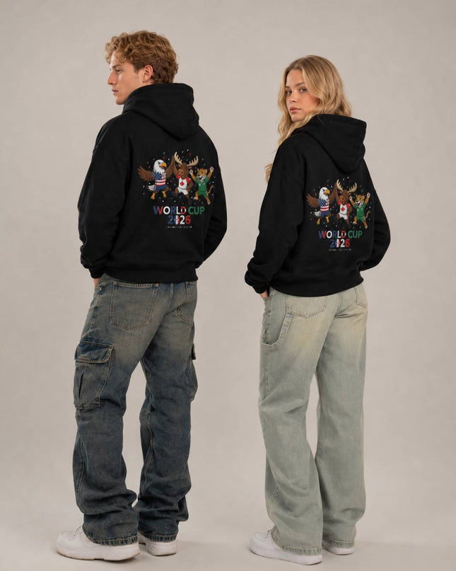 World Cup 2026 Canada USA Mexico Mascots Unisex Fan Hoodie