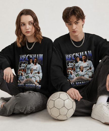 David Beckham Real Madrid CF Retro Collage Col ras du cou unisexe pour les fans
