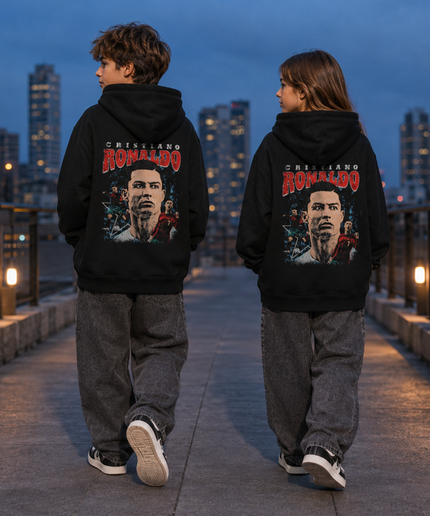 Cristiano Ronaldo CRISTIANO RONALDO Vintage Bootleg Portrait Collage Kids Fan Hoodie