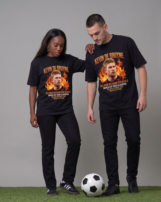 T-shirt de fan unisexe classifié Kevin De Bruyne #7 Belgique Diables Rouges Coupe du Monde 2026