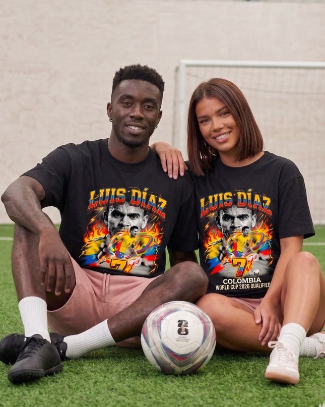 Luis Díaz #7 – Colombie Coupe du Monde 2026 Qualifiée T-Shirt Unisexe Fan