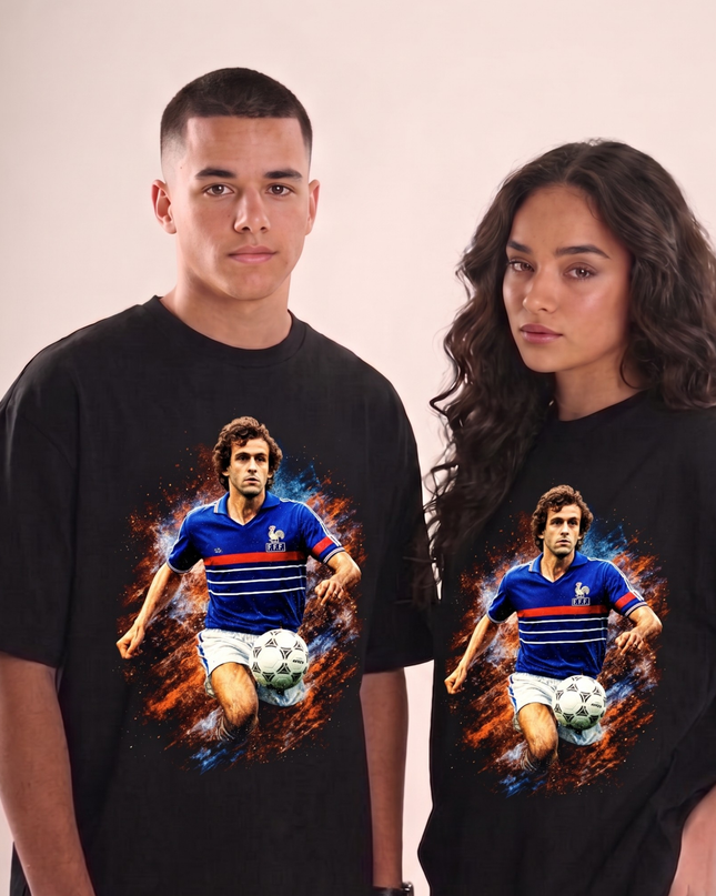T-shirt unisexe de fan Michel Platini France Galaxy Action Legend