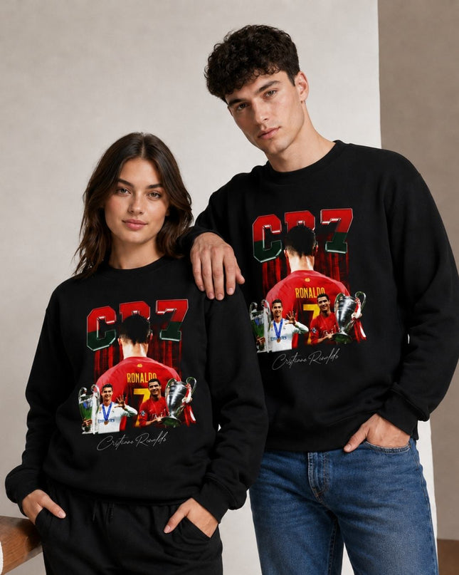 Cristiano Ronaldo CR7 Portugal Real Madrid Trophée UCL Dos Graphique Unisexe Fan Col Rond