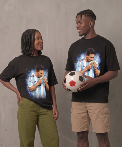 T-shirt Lionel Messi Coupe du Monde Baiser Fan Argentine