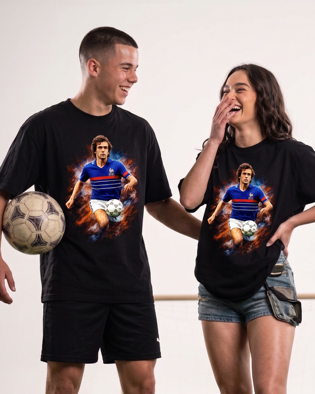 T-shirt unisexe de fan Michel Platini France Galaxy Action Legend