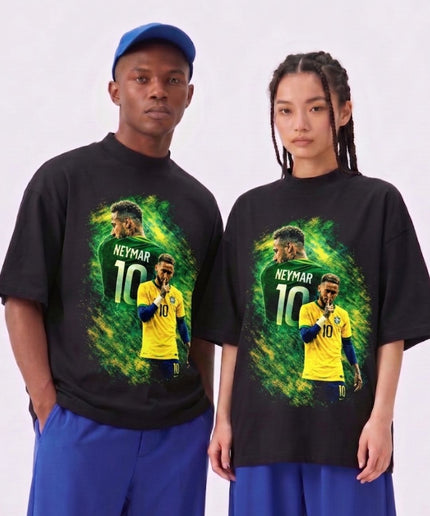 T-shirt unisexe Neymar Jr. #10 Brésil Geste de Silence pour Fans