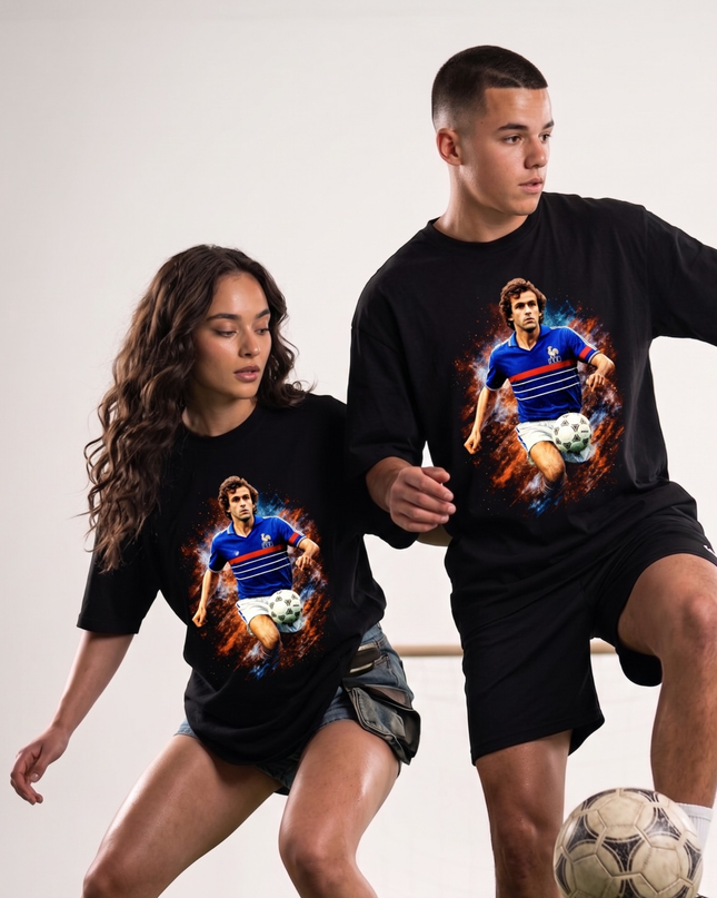 T-shirt unisexe de fan Michel Platini France Galaxy Action Legend
