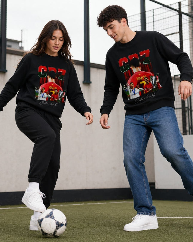 Cristiano Ronaldo CR7 Portugal Real Madrid Trophée UCL Dos Graphique Unisexe Fan Col Rond