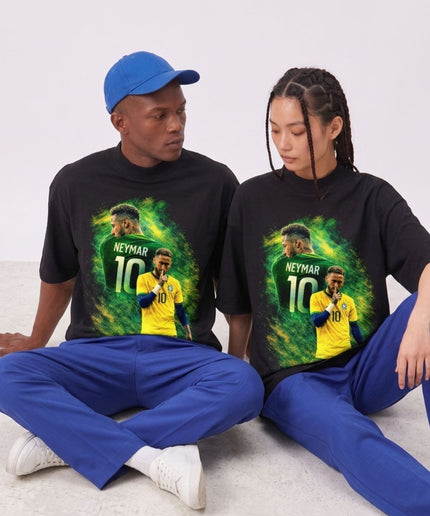 T-shirt unisexe Neymar Jr. #10 Brésil Geste de Silence pour Fans