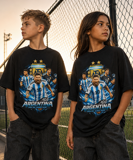 Argentina Copa del Mundo 2026 Squad Fire Kids Fan T-Shirt