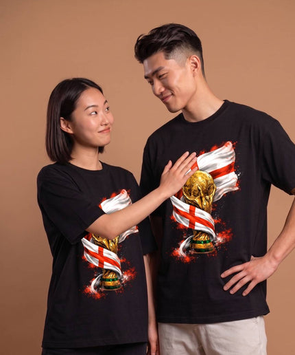 T-shirt Unisexe Fan Angleterre Mondial 2026 Drapeau Trophée Éclaboussures