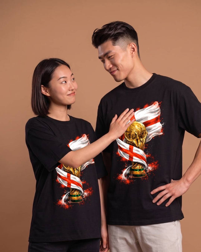 T-shirt Unisexe Fan Angleterre Mondial 2026 Drapeau Trophée Éclaboussures