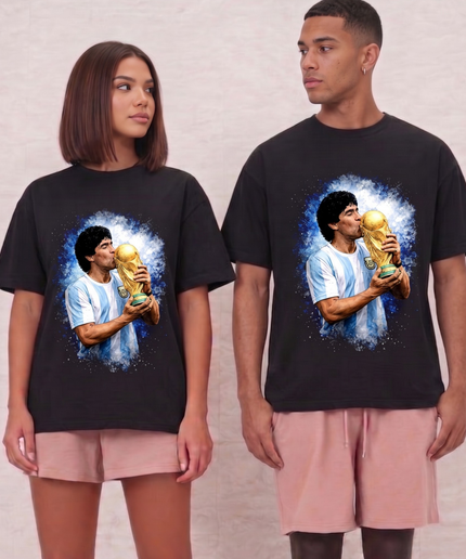 T-shirt Fan Argentine Baiser Coupe du Monde Diego Maradona