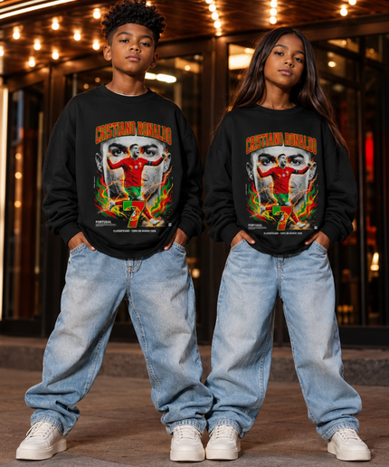 Cristiano Ronaldo Portugal Classificado Copa do Mundo 2026 Kids Fan Crewneck